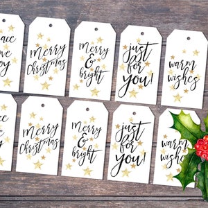 Gift Tags Printable Christmas Gift Tags Gold Black White - Etsy