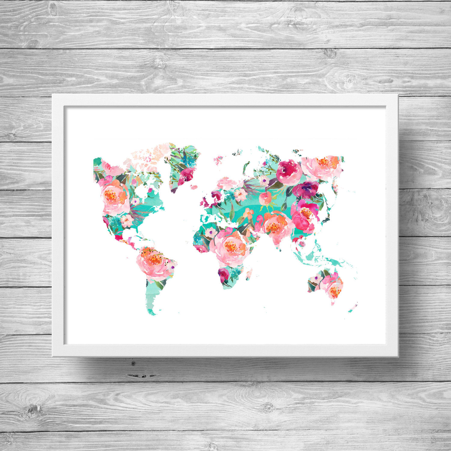 Watercolor World Map Printable Art Wanderlust Décor World - Etsy
