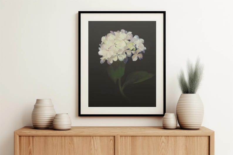 Vintage Hydrangea Art Print: Moody Botanical Decor, Antique Painting - Etsy