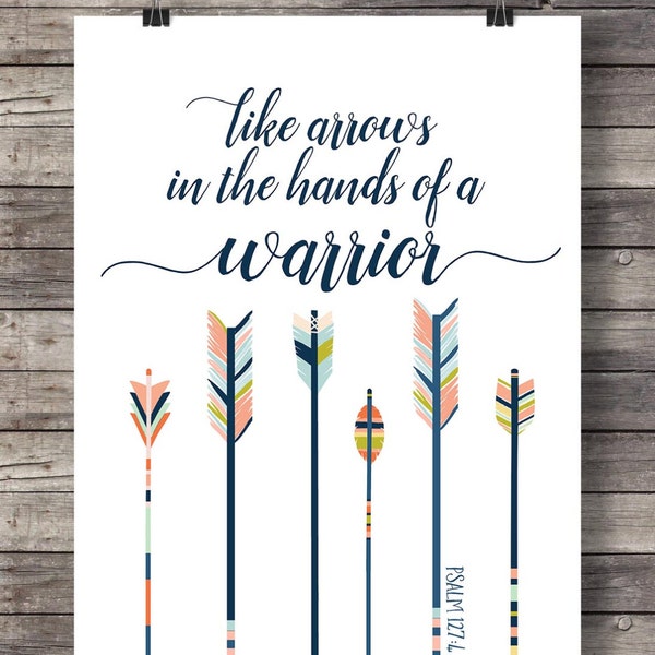 Bible journaling Like arrows in the hand of a Warrior Psalm 127v4 Scripture wall art Christian décor Bible journaling art. Bible verse signs