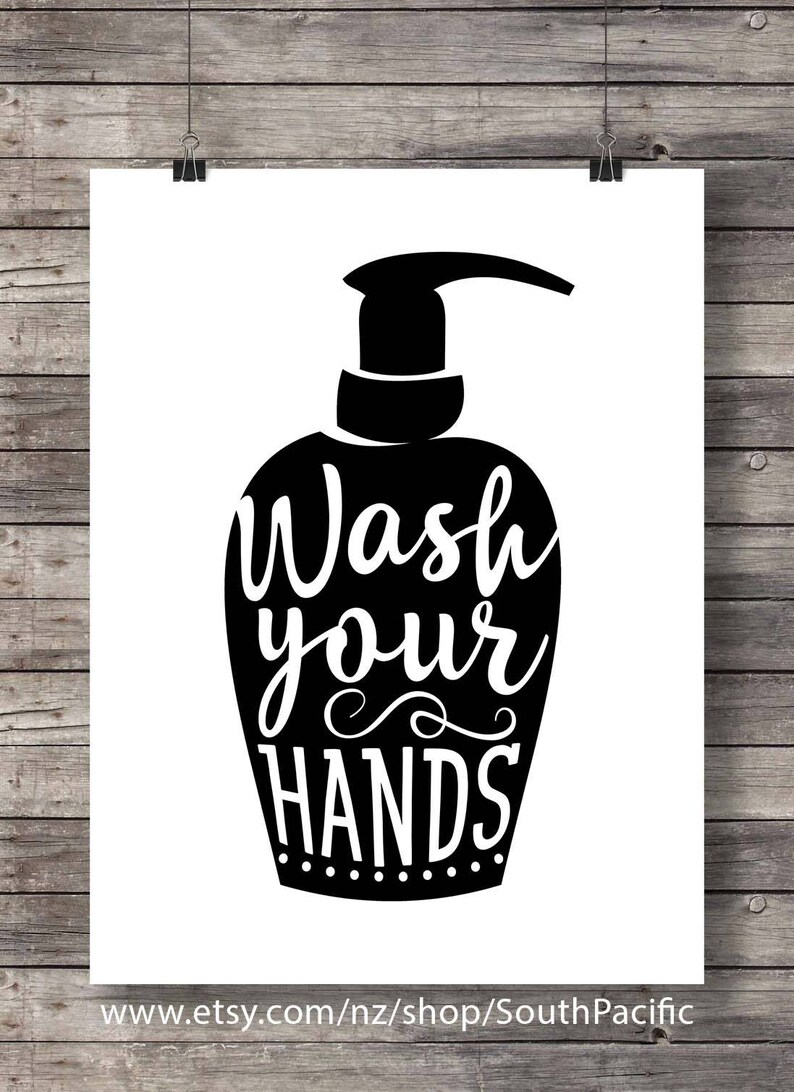 Wash your hands Bathroom Printable art kitchen hygiene Printable wall art kids childrens Bathroom Sign Bathroom Art Bathroom Rules image 2