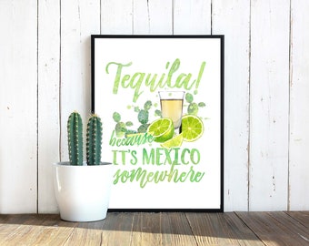 Tequila: because it's Mexico somewhere | Cocktail print