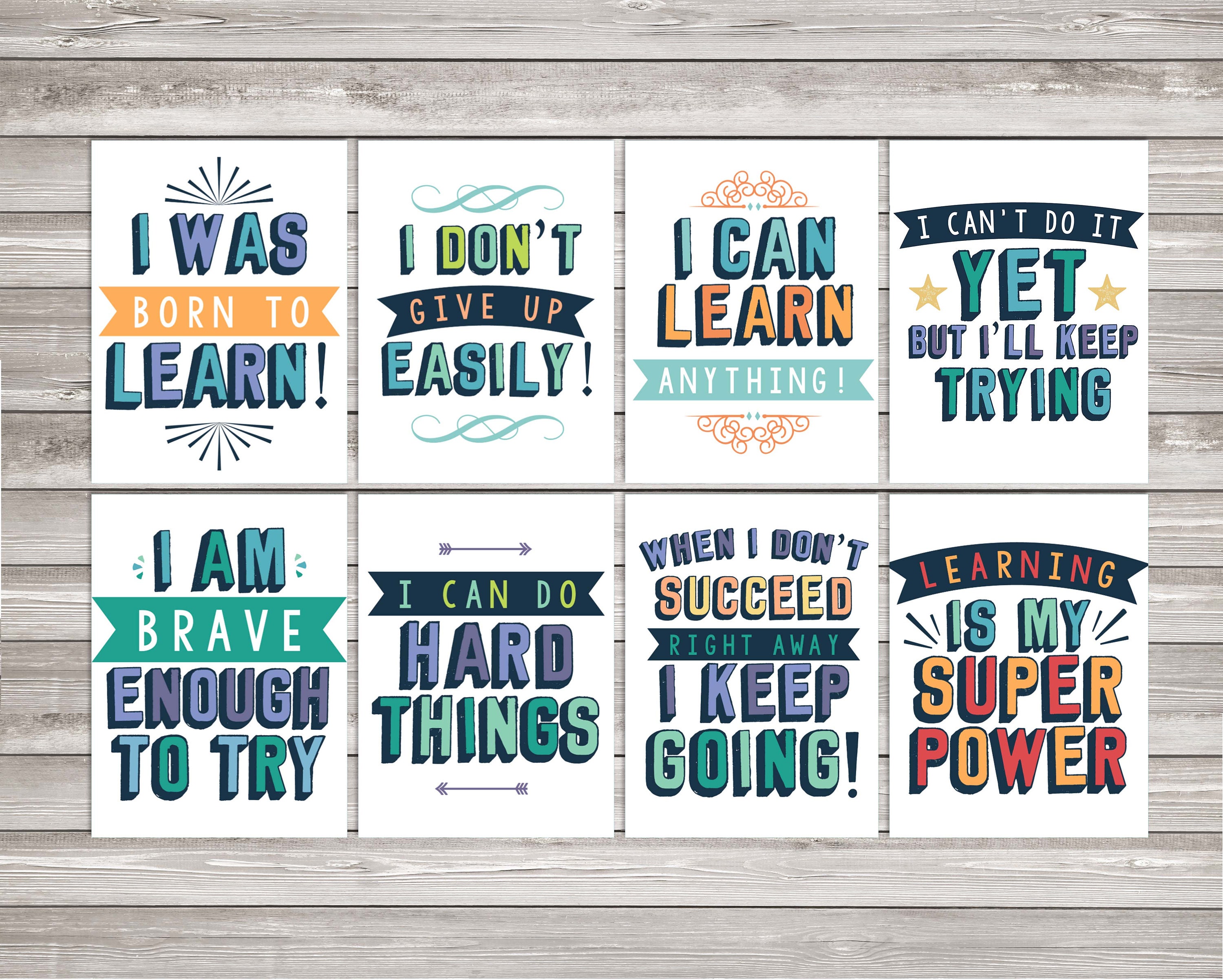 Set of 8 Growth mindset classroom printable posters Etsy