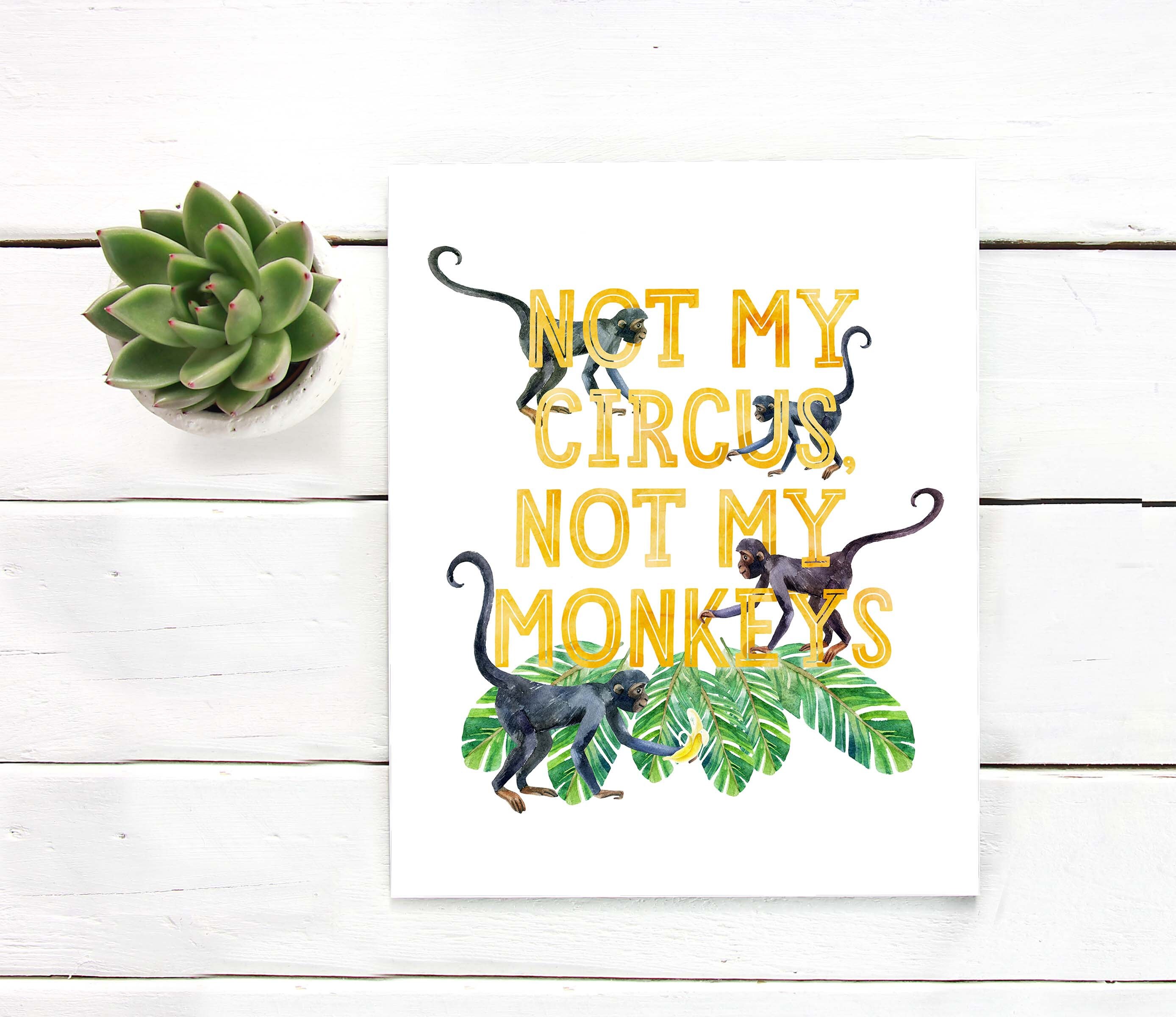 Küchentuch 'Not My Circus Not My Monkeys' – Baumwolle, Handgefertigtes Design, Maschinenwaschbar