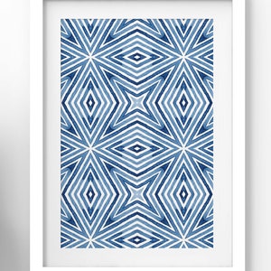Printable Art, Watercolor Indigo Abstract Prints, Set of Eight ...