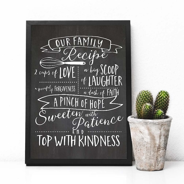 Family recipe | Chalkboard art print | Printable art