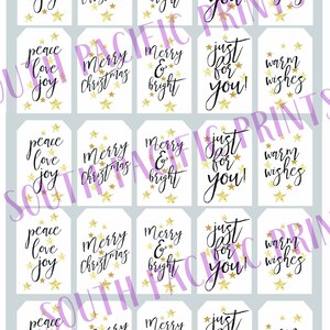 Gift Tags Printable Christmas Gift Tags Gold Black White - Etsy
