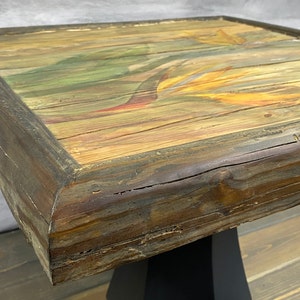 Boerderijtafel, handgeschilderde salontafel op teruggewonnen hout, functioneel interieur afbeelding 3