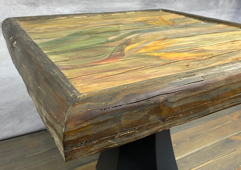 Boerderijtafel, handgeschilderde salontafel op teruggewonnen hout, functioneel interieur afbeelding 3