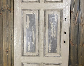 Hand Painted Door on Reclaimed Wood, Hand Painted Furniture, 6 Panel Door, Interior Exterior Doors, Farmhouse Barn Door