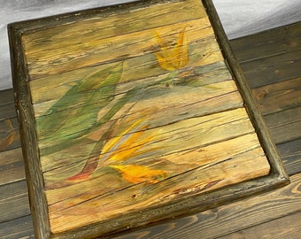 Boerderijtafel, handgeschilderde salontafel op teruggewonnen hout, functioneel interieur!