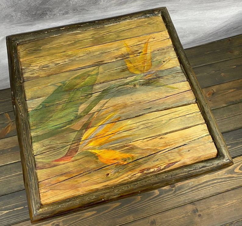 Farm House Table, Hand Painted Coffee Table on Reclaimed Wood, Functional Home Decor image 1