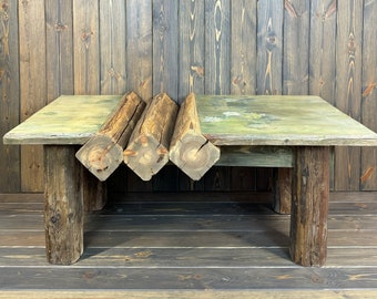 Tavolino da salotto, tavolo in legno rustico, tavolino da divano moderno, tavolo da fattoria, tavolo in legno massello