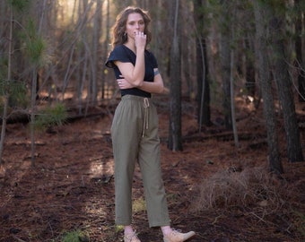 Somerset Hemp Linen Pants in Olive