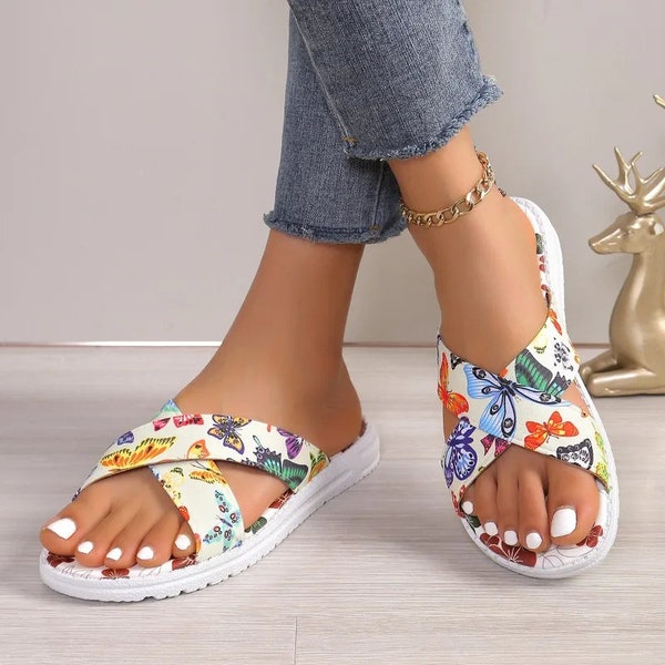 Cross Strap slippers|Women butterfly slippers|Heart flip flops|slippers Summer Orthopedic Footwear|Beach Flip Flops|Open Toe Slipper|Gifts