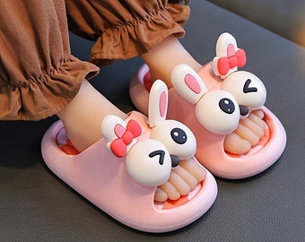 Casual Cute Cartoon Open Toe Slippers For Girls, Non Slip, Lightweight, Slippers For Indoor Shower & Pool, All Seasons