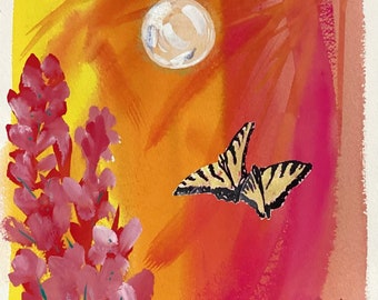 Two By The Moon Butterfly Art Colorful Soul Gouache Painting