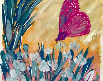 Let The Light Shine On You Butterfly Art Colorful Soul Gouache Painting