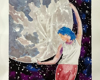 The Pink Supermoon. Intuitive watercolor art that embodies nature and the feminine spirit.