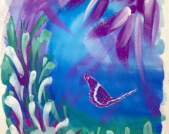 Finding My Way Butterfly Art Colorful Soul Gouache Painting