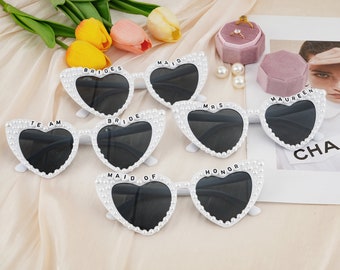 Gafas de perlas personalizadas, gafas de sol de novia, novia para ser vidrio, gafas de despedida de soltera, gafas de dama de honor, gafas de perlas de recién casados