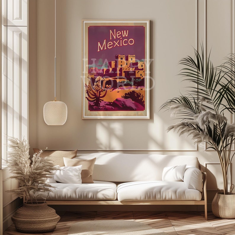 New Mexico Poster - Vibrant Desert Landscape Print, Southwestern Wall ...