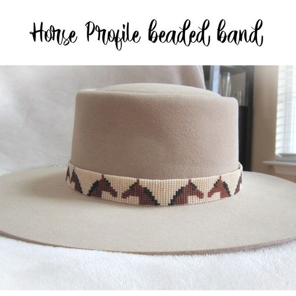 Horse Profile Bead Loom Pattern, horse design, horse border beadloom pattern, horse theme beadwork cowboy hat band, Instant download !