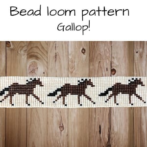 ビーズ織機のパターン、疾走する馬のビーズ細工デザイン、即時デジタルダウンロード！