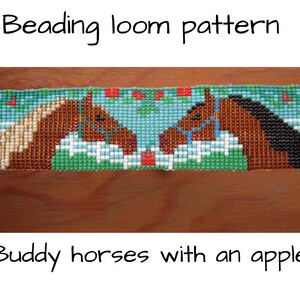 Patroon kralenweefgetouw: Buddy Horses met appel (digitale download)
