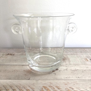 Vintage Crystal Ice /Champagne  Bucket with Scroll Handles – Mid-Century Barware, Smooth Glass Ice Pail, Elegant Hostess Gift