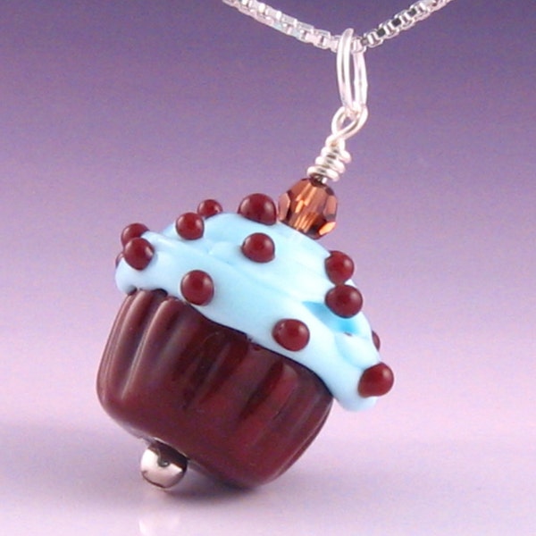 Triple Chocolate Glass Cupcake Necklace