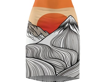 Falda lápiz Mountain Sunset para mujer