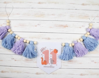 Banner personalizado para trona de primer cumpleaños: guirnalda de borlas de hilo, accesorio para pastel smash