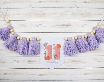 Banner personalizado para trona de primer cumpleaños: guirnalda de borlas de hilo, accesorio para pastel smash