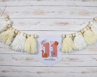 Banner personalizado para trona de primer cumpleaños: guirnalda de borlas de hilo, accesorio para fotos de pastel Smash