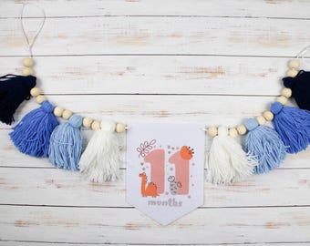 Banner personalizado para trona de primer cumpleaños: guirnalda de borlas de hilo, decoración para tartas