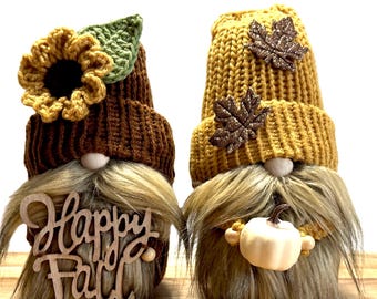 fall gnome knit gnome, sunflower gnome, handmade gnome, farmhouse gnome, fall home decor, thanksgiving home decorations, pumpkin gnome