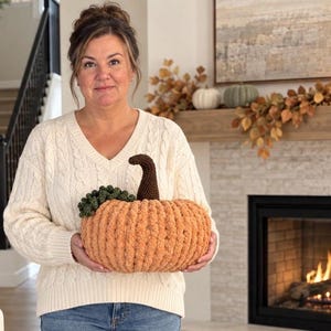 Hand Knit Chunky Chenille Pumpkin, Fall Decor