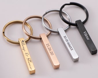 Personalized Bar Keychain,Custom name keychain,Anniversary date Keychain,Couples Keyring,Anniversary Gift For Husband