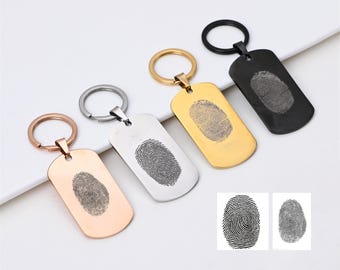 Personalized  Fingerprint Keychain,Custom name keychain,Anniversary date Keychain,Couples Keyring,Anniversary Gift For Husband