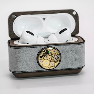 Custodia protettiva per AirPods, cuffie Bluetooth con cancellazione del rumore, in legno e pelle, adatta per auricolari Apple, custodia protettiva in vera pelle.