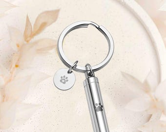 Custom Pet Urn Keychain,Pet Hair Pendant,Perfume Bottle Charm,Personalization Keyring.Memorial Keepsake
