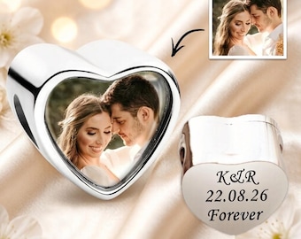 Custom Heart Photo Charm, Personalized Stainless Steel Pendant
