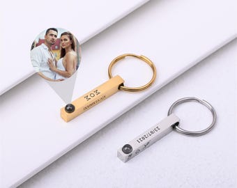 Projection photo Square 3D Bar Keychain-Custom Photo  Keychain-Can be carved on all sides-Projection  Keychain-Lover/Valentine’s Day Gift