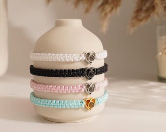 Custom Photo Projection Bracelet: Braided Couple Lover Gift