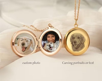 Personalized Photo Locket Necklace, Custom Portrait Pendant, Gift for Mom
