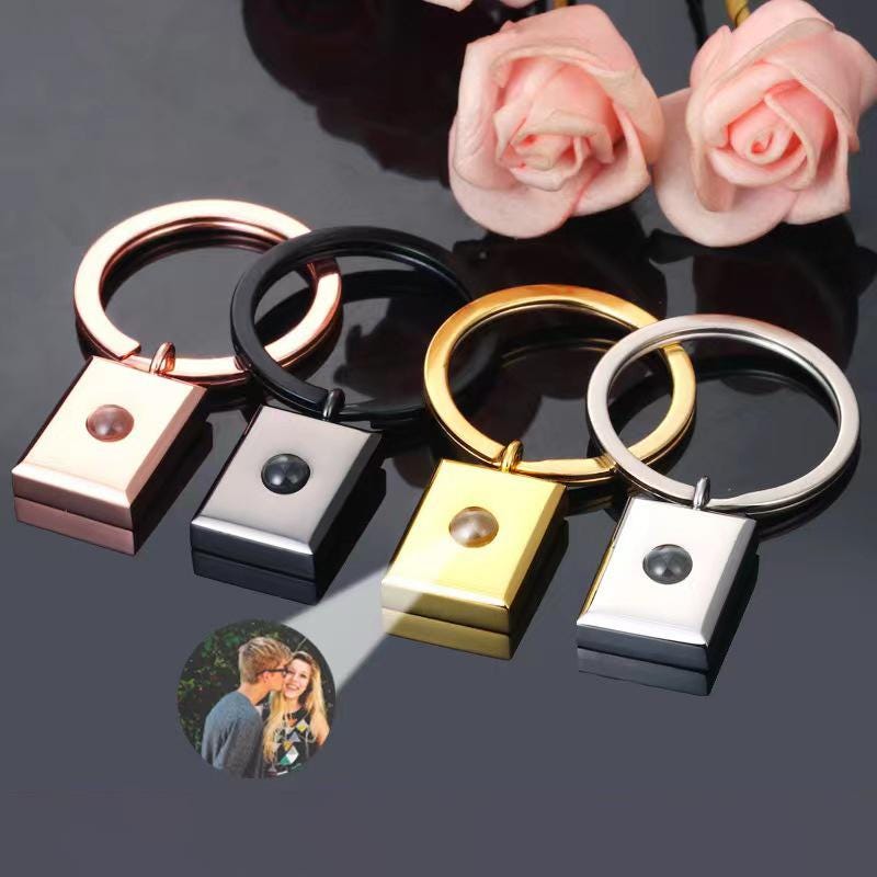 Projection photo Square keychain-Custom Photo  Keychain-Drive safely,Projection  Keychain-Lover/Couple Gift，memorial gift