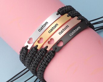 Custom Engraved Couple Bracelet: Braided Stainless Steel Lover Gift