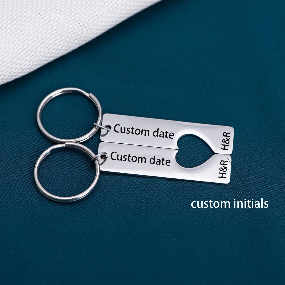 Anc Key Rings Custom Date Keychain Set: Stainless Steel Anniversary Keyrings - Etsy