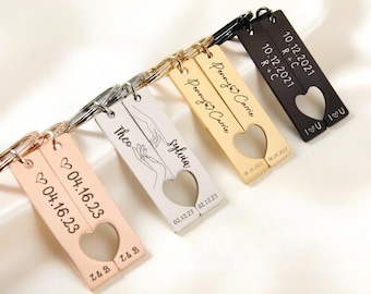 Personalized Couple Keychain,Minimalist Keychain, Simple Design,Anniversary gift